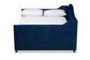 Rene Royal Blue Velvet Fabric Upholstered and Button Tufted Full Size Daybed Baxton