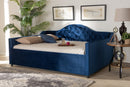 Rene Royal Blue Velvet Fabric Upholstered and Button Tufted Full Size Daybed Baxton