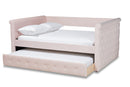 Amy Light Pink Velvet Fabric Upholstered Full Size Daybed w/Trundle Baxton