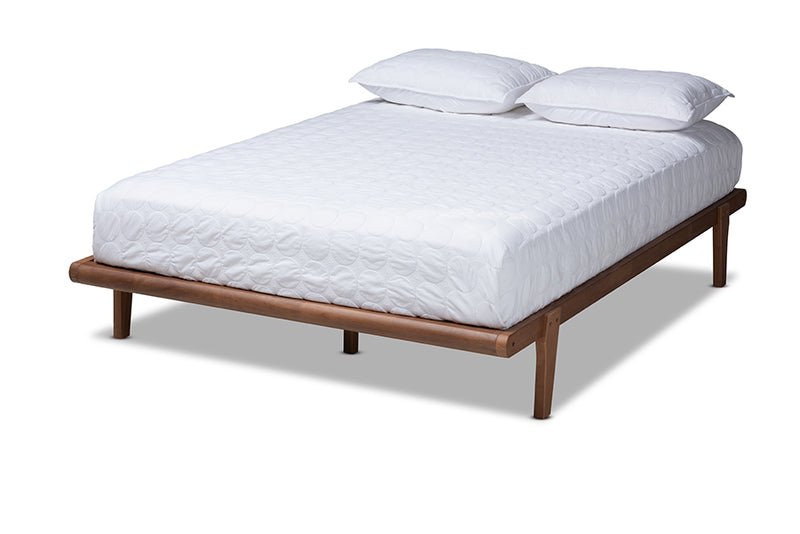 Horace Mid-Century Modern Walnut Brown Finished Wood King Size Platform Bed