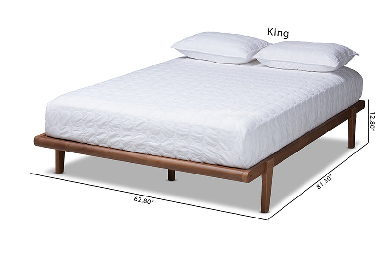 Horace Mid-Century Modern Walnut Brown Finished Wood King Size Platform Bed