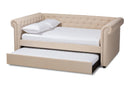 Vance Beige Fabric Upholstered Full Size Daybed w/Trundle Baxton