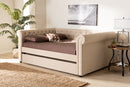 Vance Beige Fabric Upholstered Full Size Daybed w/Trundle Baxton