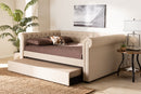 Vance Beige Fabric Upholstered Full Size Daybed w/Trundle Baxton