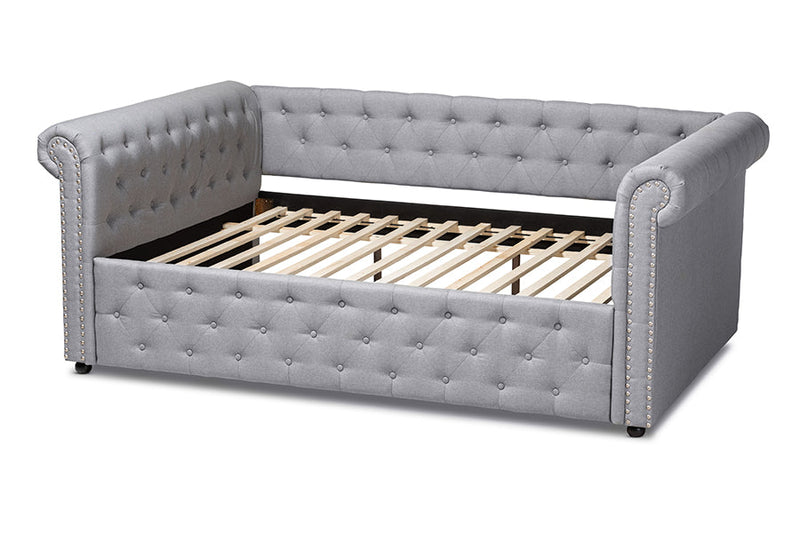 Vance Gray Fabric Upholstered Queen Size Daybed Baxton