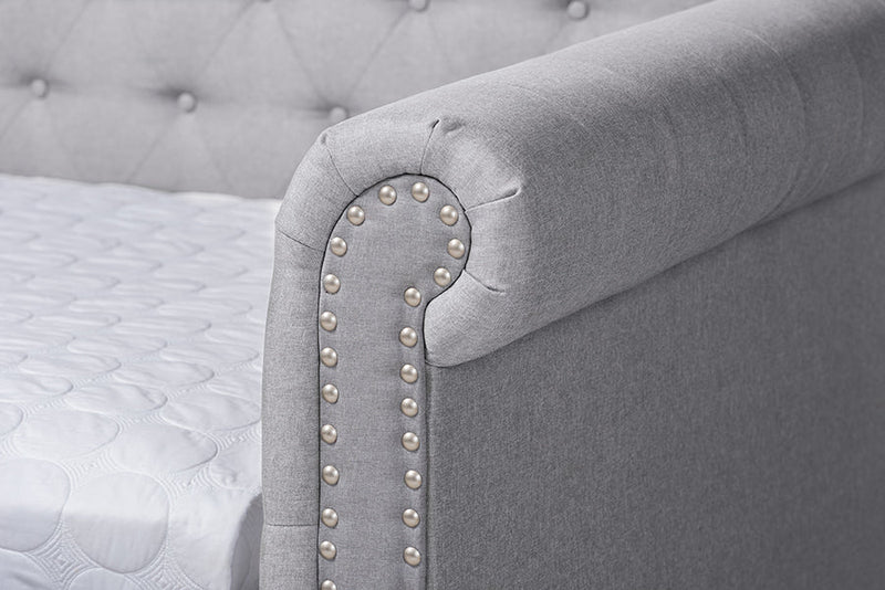 Vance Gray Fabric Upholstered Queen Size Daybed Baxton