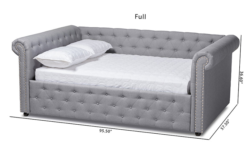 Vance Modern and Contemporary Gray Fabric Upholstered Queen Size Daybed