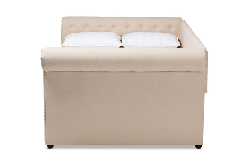 Vance Modern and Contemporary Beige Fabric Upholstered Full Size Daybed