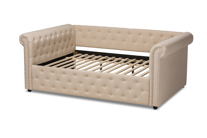 Vance Modern and Contemporary Beige Fabric Upholstered Full Size Daybed