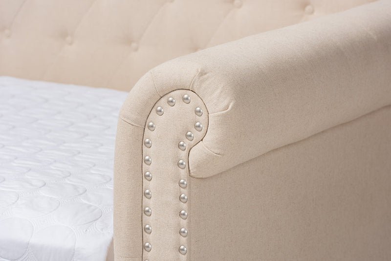 Vance Beige Fabric Upholstered Queen Size Daybed Baxton