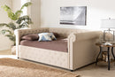 Vance Beige Fabric Upholstered Full Size Daybed Baxton