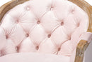 Candice Light Pink Velvet Upholstered White-Washed Oak Wood Armchair Baxton