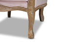 Candice Light Pink Velvet Upholstered White-Washed Oak Wood Armchair Baxton