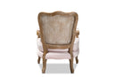 Arpina Light Pink Velvet Fabric Upholstered White-Washed Oak Wood Armchair Baxton