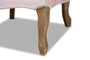 Arpina Light Pink Velvet Fabric Upholstered White-Washed Oak Wood Armchair Baxton