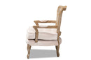 Arpina Light Beige Velvet Fabric Upholstered White-Washed Oak Wood Armchair Baxton