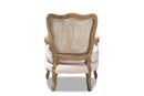 Arpina Light Beige Velvet Fabric Upholstered White-Washed Oak Wood Armchair Baxton
