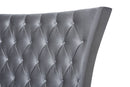 Luciana Gray Velvet Fabric Button Tufted Queen Bed w/Tall Wingback Headboard Baxton