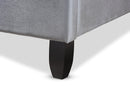 Luciana Gray Velvet Fabric Button Tufted King Bed w/Tall Wingback Headboard Baxton