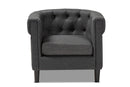 Lorana Gray Fabric Upholstered Chesterfield Chair Baxton
