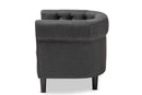 Lorana Gray Fabric Upholstered Chesterfield Chair Baxton