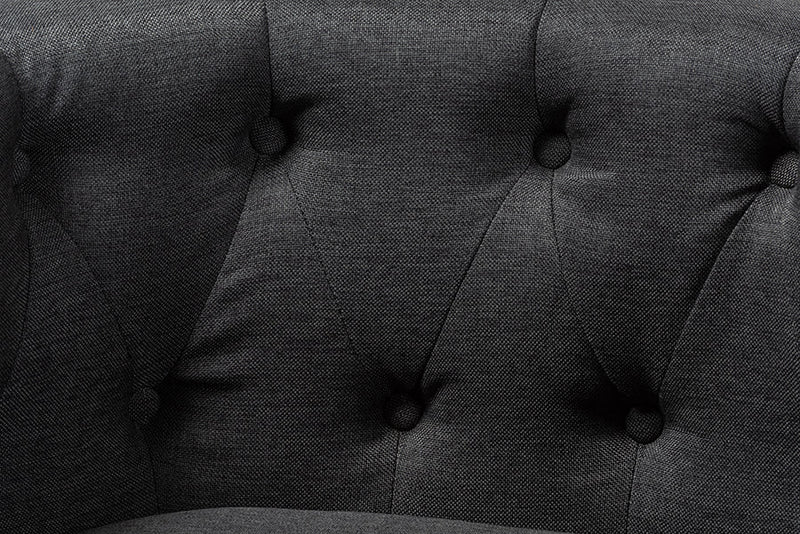 Lorana Gray Fabric Upholstered Chesterfield Chair Baxton