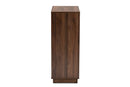 Kamal Two-Tone White and Walnut Finished 5-Shelf Wood Entryway Shoe Cabinet Baxton