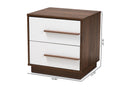 Kamal Two-Tone White and Walnut Finished 2-Drawer Wood Nightstand Baxton