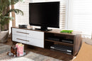 Kamal Two-Tone White and Walnut Finished 4-Drawer Wood TV Stand Baxton