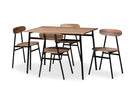 Romina Brown Wood Finished Matte Black Frame 5-Piece Dining Set Baxton