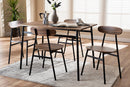 Romina Brown Wood Finished Matte Black Frame 5-Piece Dining Set Baxton