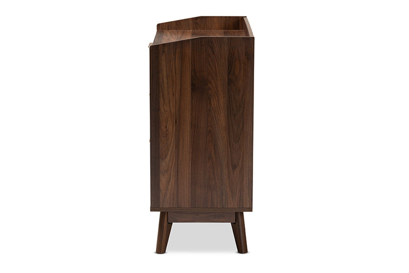 Linus Walnut Brown Finished 3-Drawer Wood Chest Baxton