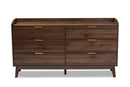 Linus Walnut Brown Finished 6-Drawer Wood Dresser Baxton
