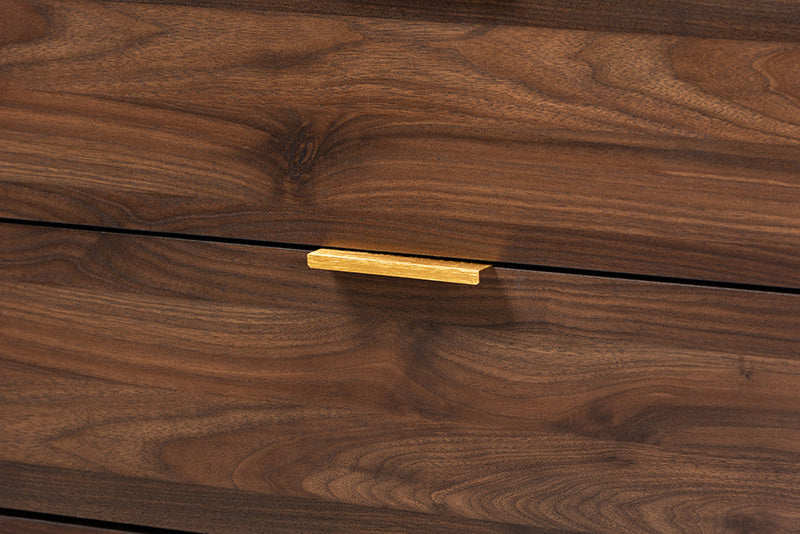 Linus Walnut Brown Finished 6-Drawer Wood Dresser Baxton