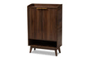 Linus Walnut Brown Finished 5-Shelf Wood Entryway Shoe Cabinet Baxton
