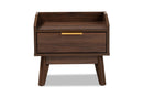 Linus Walnut Brown Finished 1-Drawer Wood Nightstand Baxton