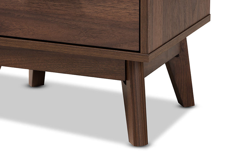 Linus Walnut Brown Finished 1-Drawer Wood Nightstand Baxton