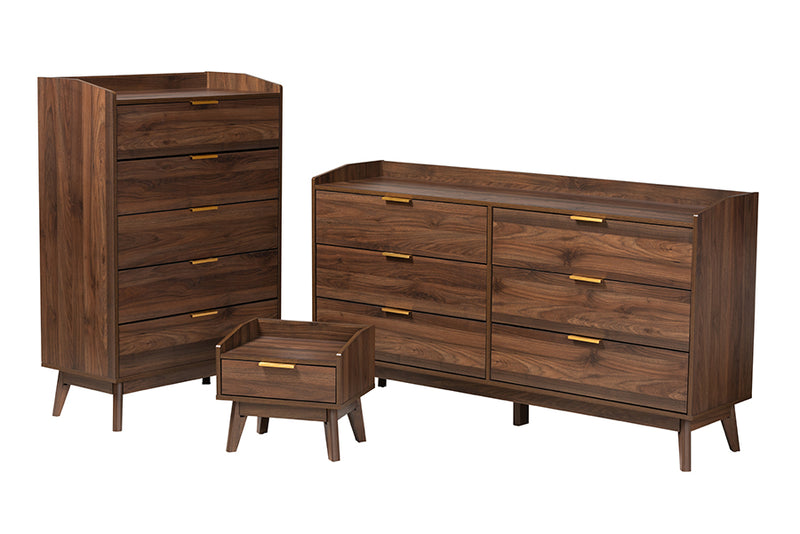 Linus Mid-Century Modern Walnut Brown Finished Wood 3-Piece Storage Set