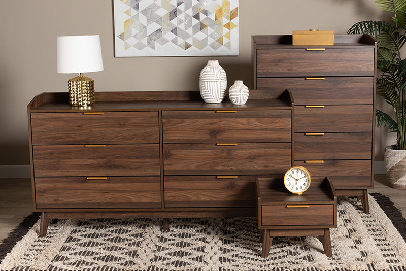 Linus Mid-Century Modern Walnut Brown Finished Wood 3-Piece Storage Set