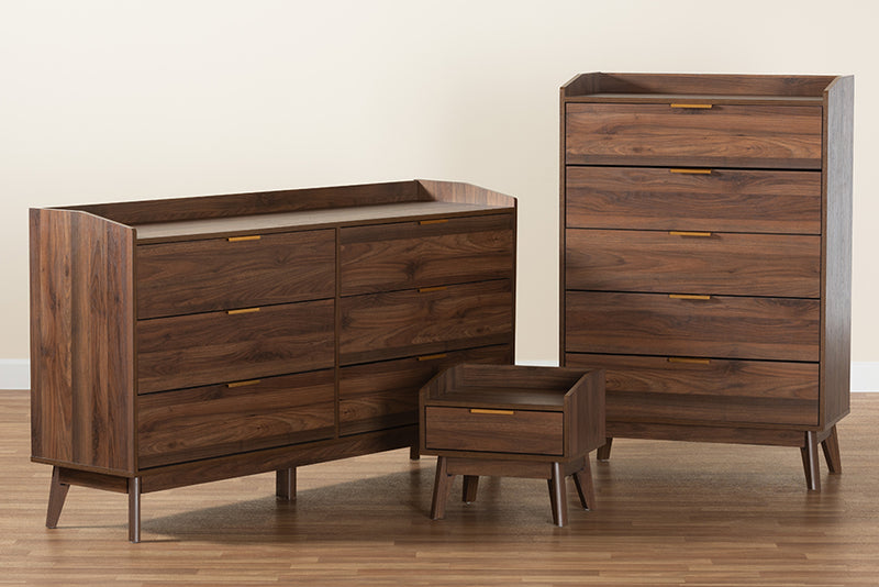 Linus Mid-Century Modern Walnut Brown Finished Wood 3-Piece Storage Set