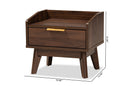 Linus Walnut Brown Finished 1-Drawer Wood Nightstand Baxton