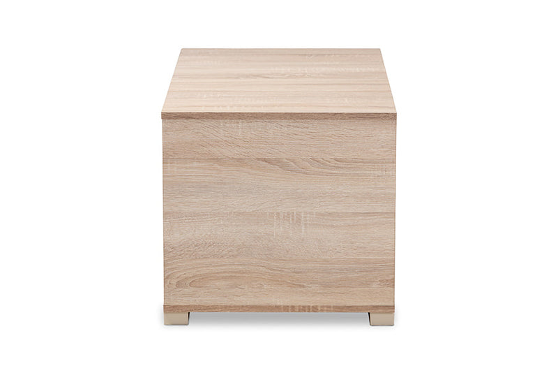 Sante Oak Finished 2-Door Wood Cat Litter Box Cover House Baxton