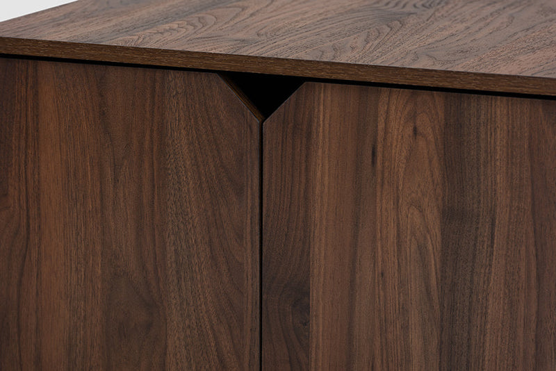 Sante Walnut Brown Finished 2-Door Wood Cat Litter Box Cover House Baxton