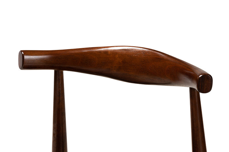 Marquetterie Black Faux Leather Upholstered Walnut Dining Chair Set of 2 Baxton