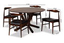 Olivia Black Faux Leather Upholstered Walnut Finished 5-Piece Wood Dining Set Baxton
