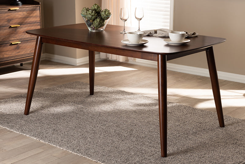 Giza Mid-Century Modern Walnut Finished Wood Dining Table