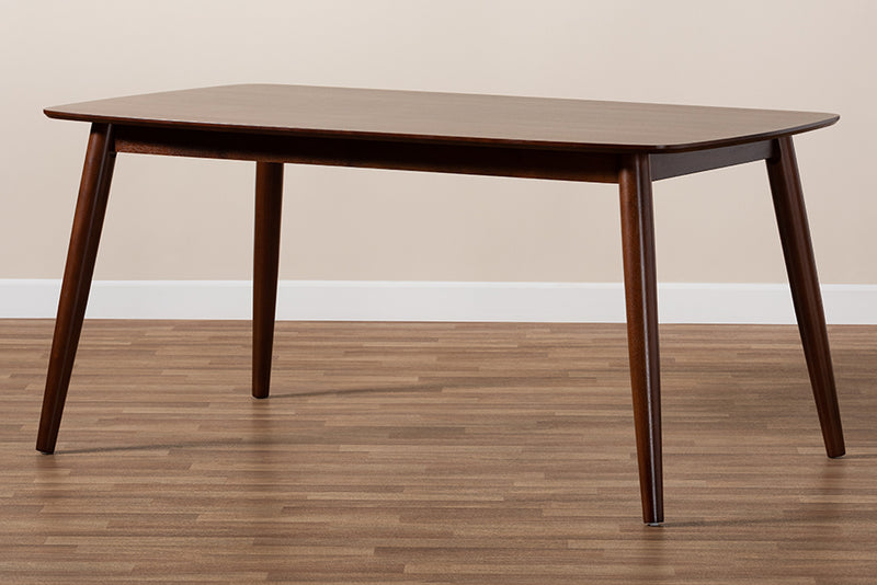 Giza Mid-Century Modern Walnut Finished Wood Dining Table