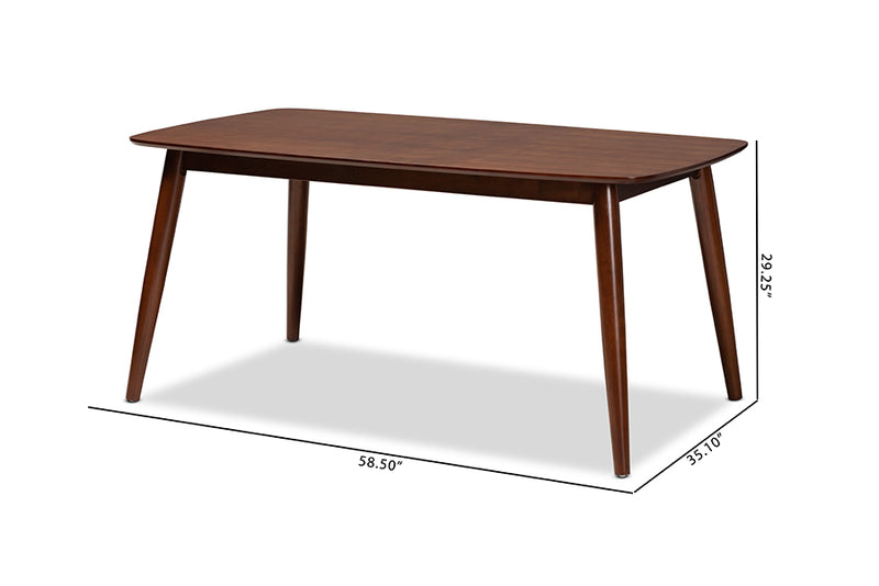 Giza Mid-Century Modern Walnut Finished Wood Dining Table