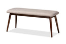 Elara Light Gray Fabric Upholstered Walnut Dining Bench Baxton