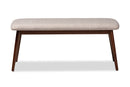 Elara Light Gray Fabric Upholstered Walnut Dining Bench Baxton